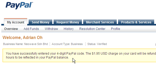 Withdraw Paypal Money to Maybank Visa Debit Card - Finish Line!