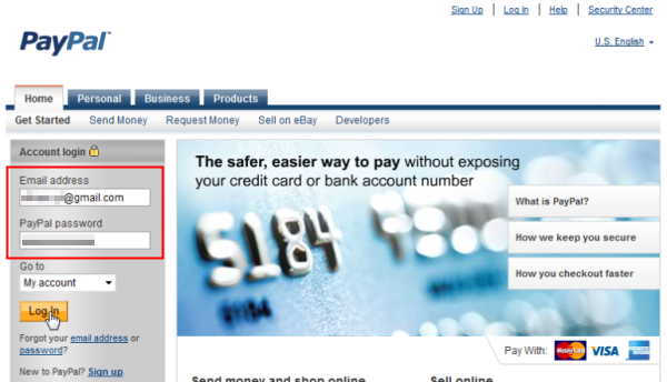 Withdraw Paypal Funds to Visa Card - Step 1